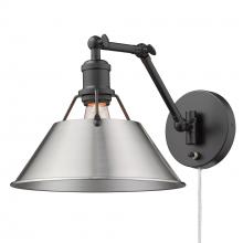  3306-A1W BLK-PW - Orwell BLK 1 Light Articulating Wall Sconce in Matte Black with Pewter shade